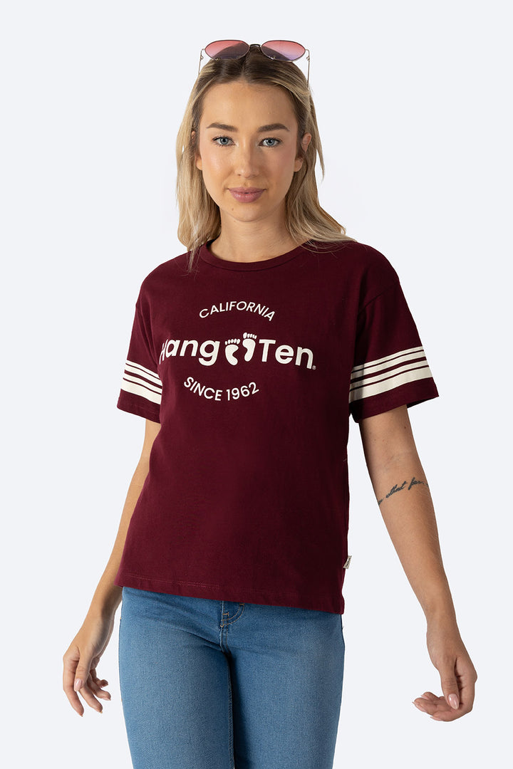 Playera boxy vino con diseño - Hang Ten
