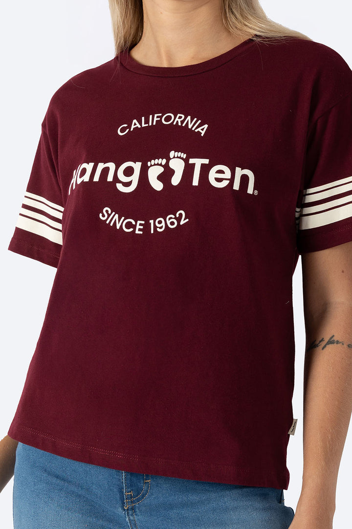 Playera boxy vino con diseño - Hang Ten
