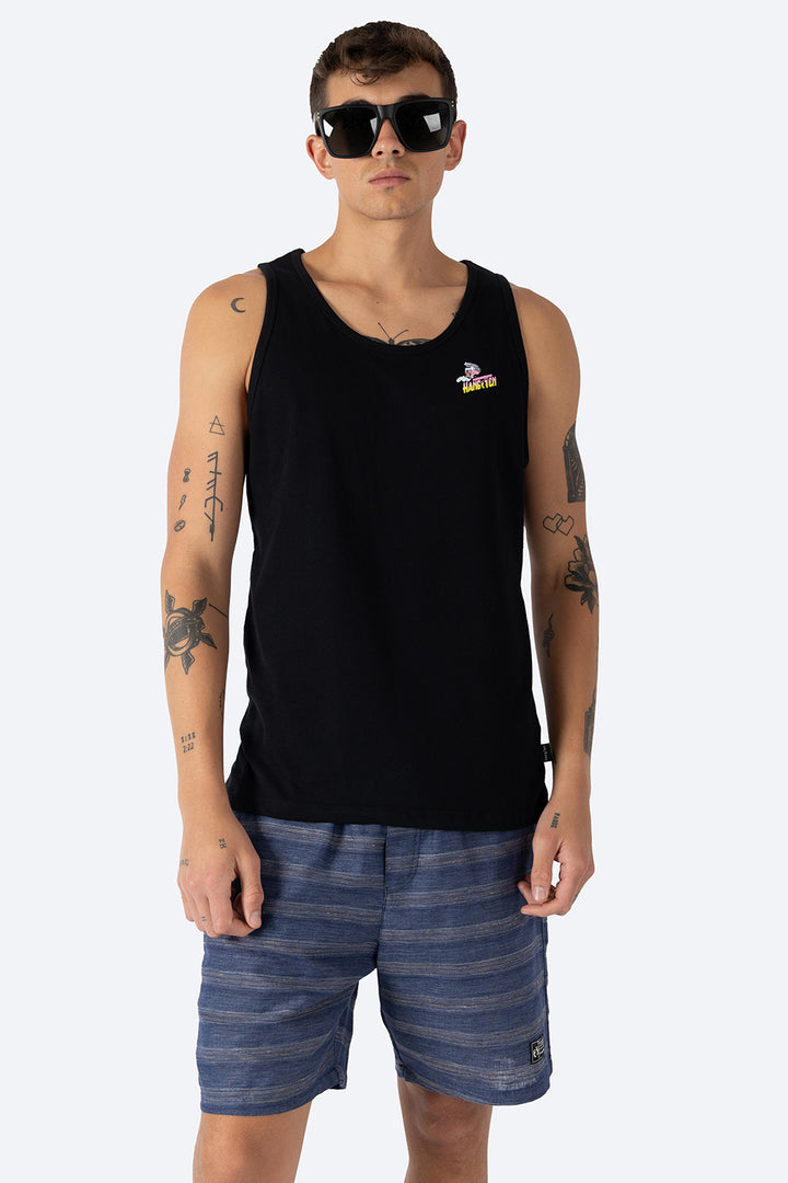 Tank top negra estampado espalda - Hang Ten