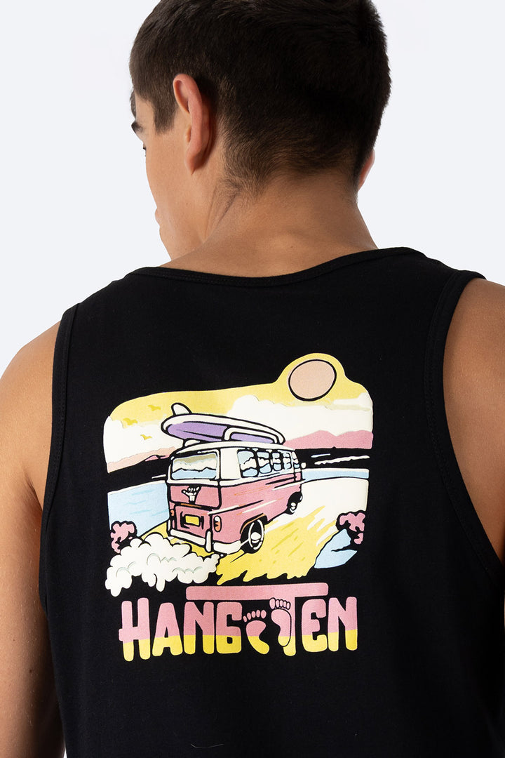 Tank top negra estampado espalda - Hang Ten