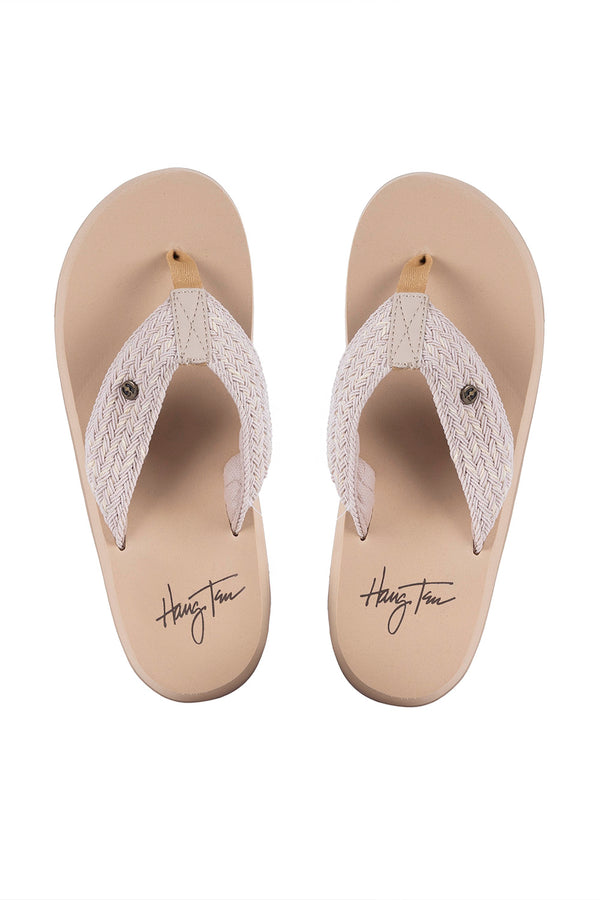 Sandalia flip flop tejida beige - Hang Ten 
