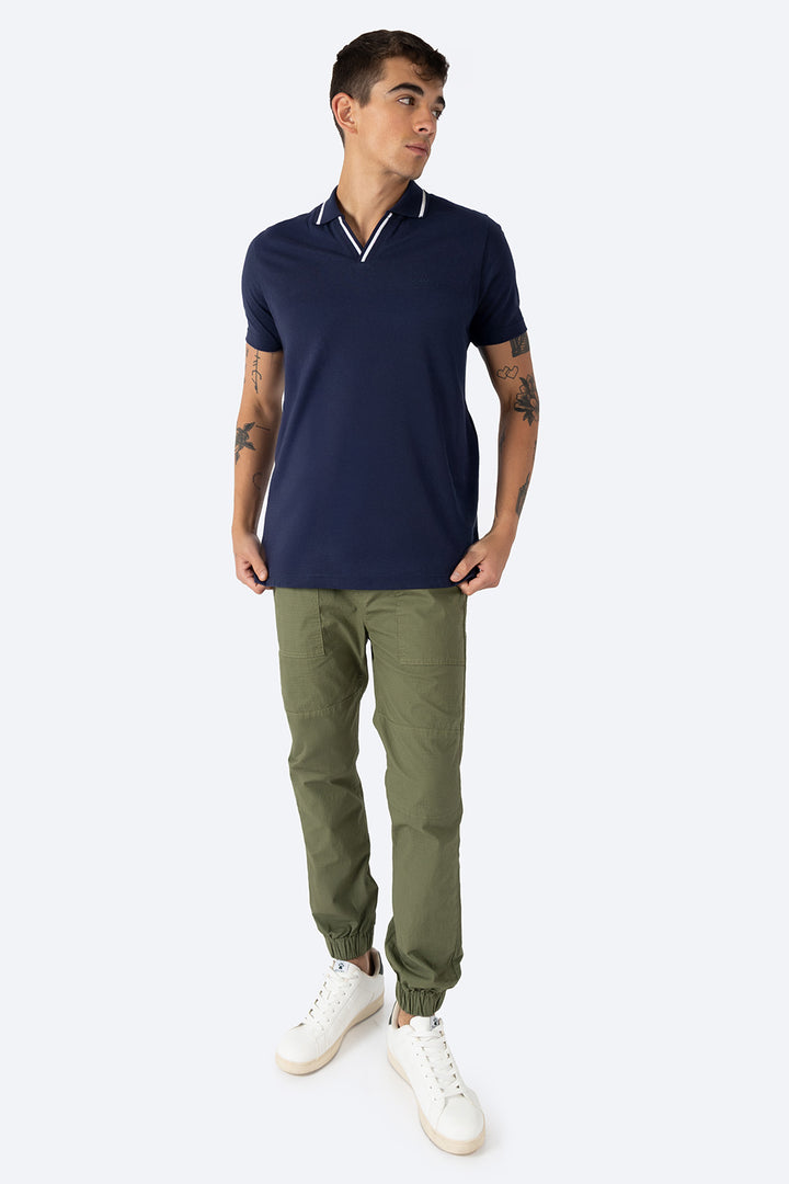 Polo azul marino cuello en V - Hang Ten