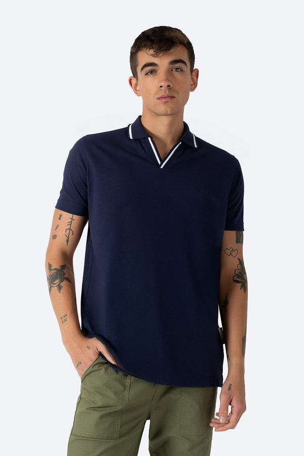 Polo azul marino cuello en V - Hang Ten