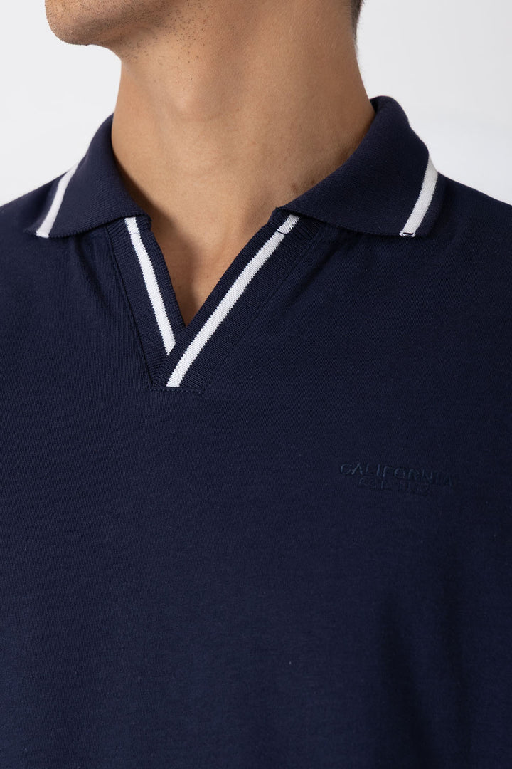 Polo azul marino cuello en V - Hang Ten