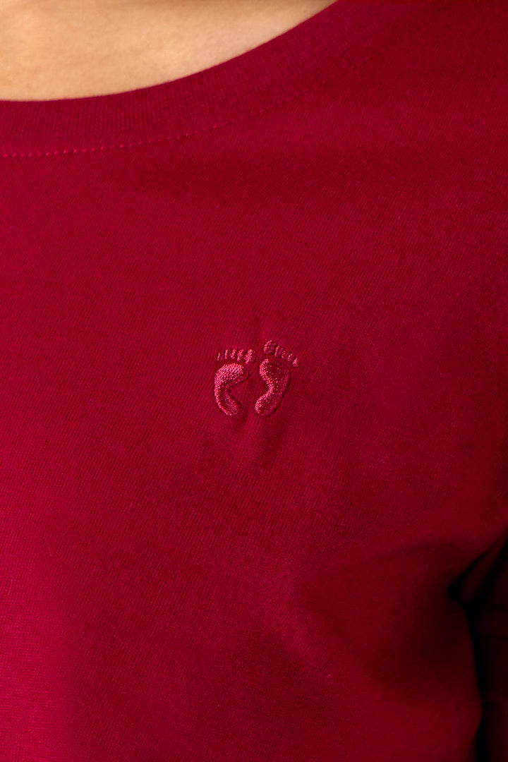 Playera básica rojo cereza cuello redondo   - Hang Ten