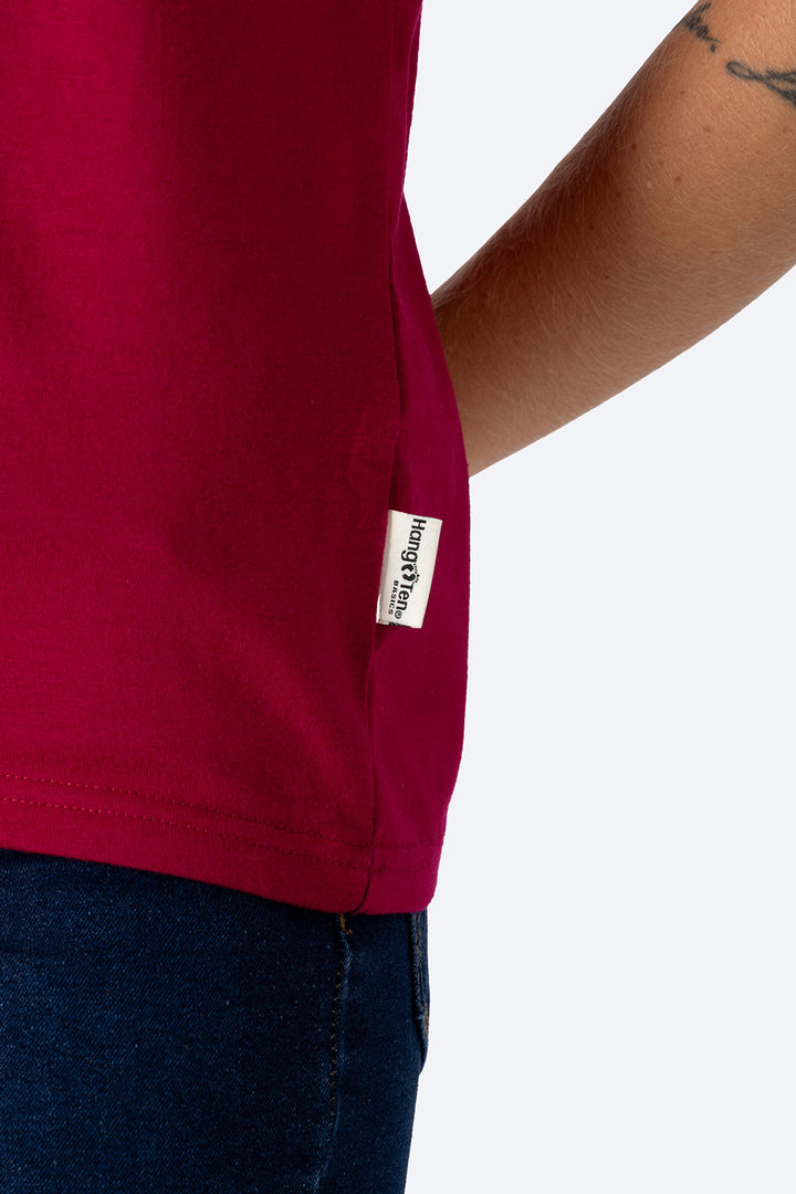 Playera básica rojo cereza cuello redondo   - Hang Ten