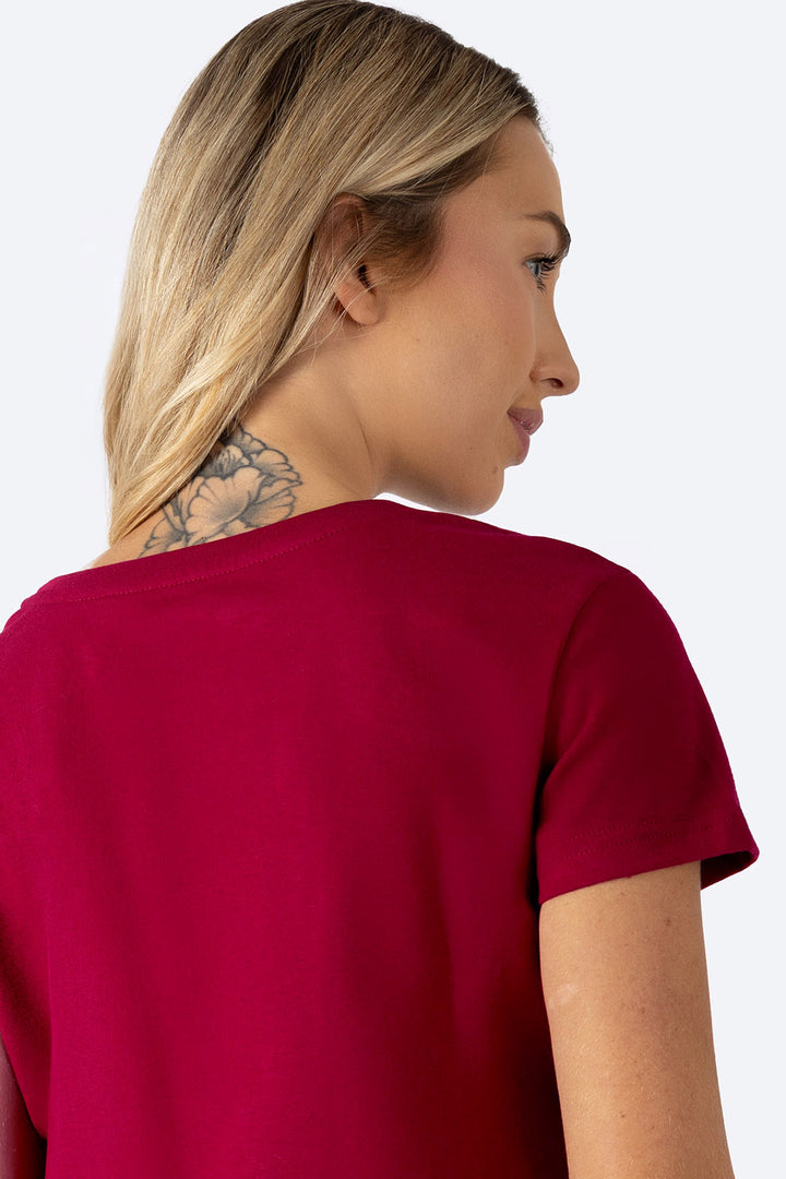 Playera básica rojo cereza cuello redondo   - Hang Ten