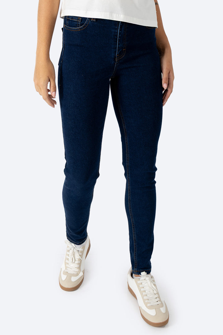 Jeans skinny tiro alto azul oscuro - Hang Ten 