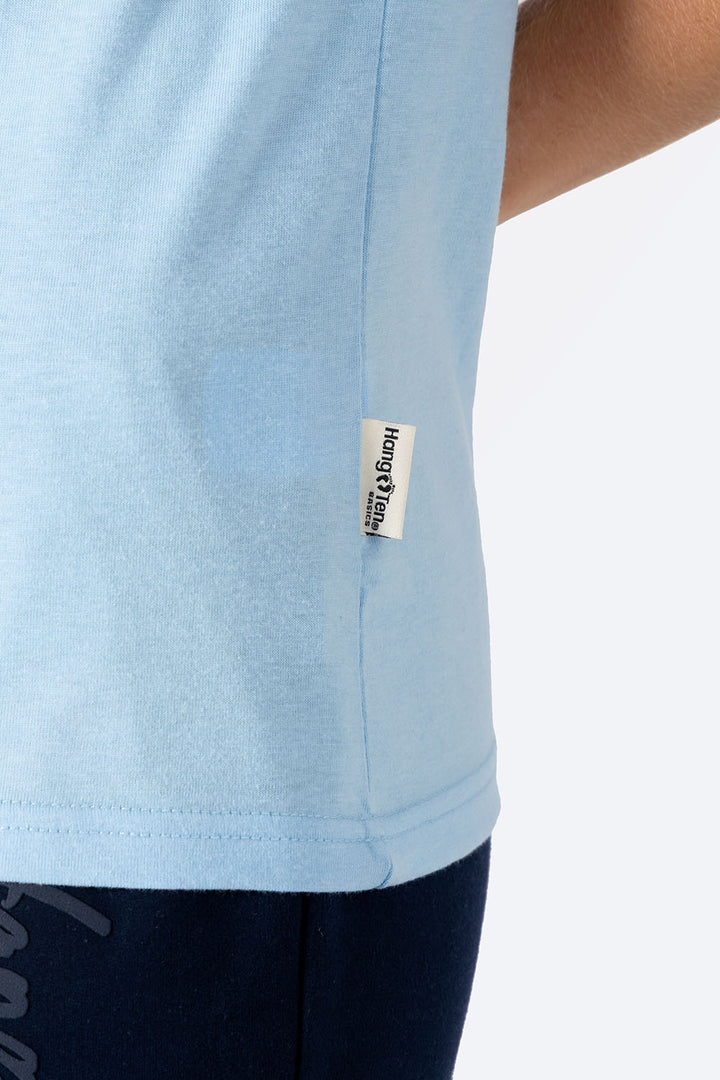Playera básica azul claro cuello V - Hang Ten