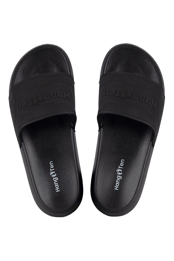 Sandalias negras con logo en relieve - Hang Ten