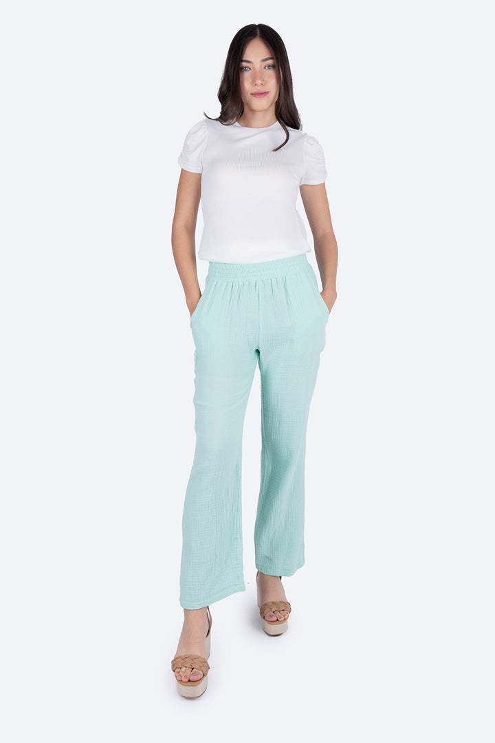 Pantalón casual aqua con resorte  - Hang Ten