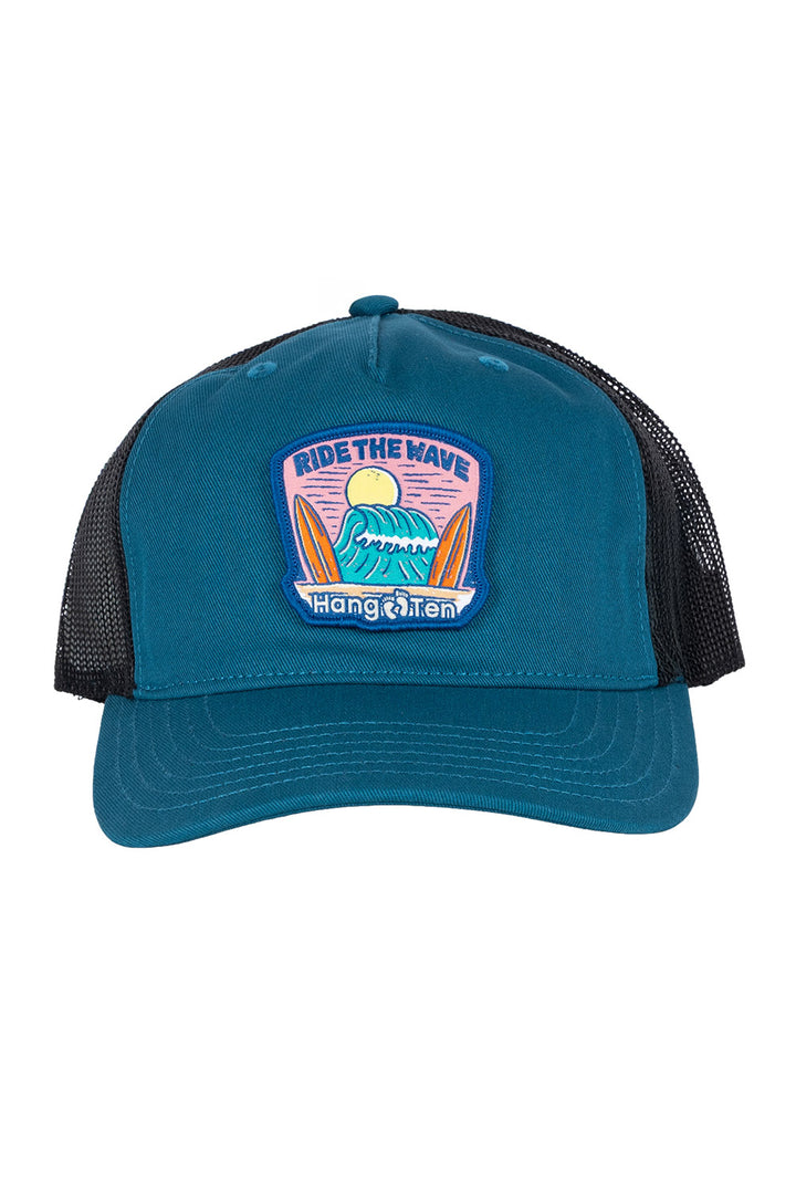 Gorra de red turquesa con negro - Hang Ten 