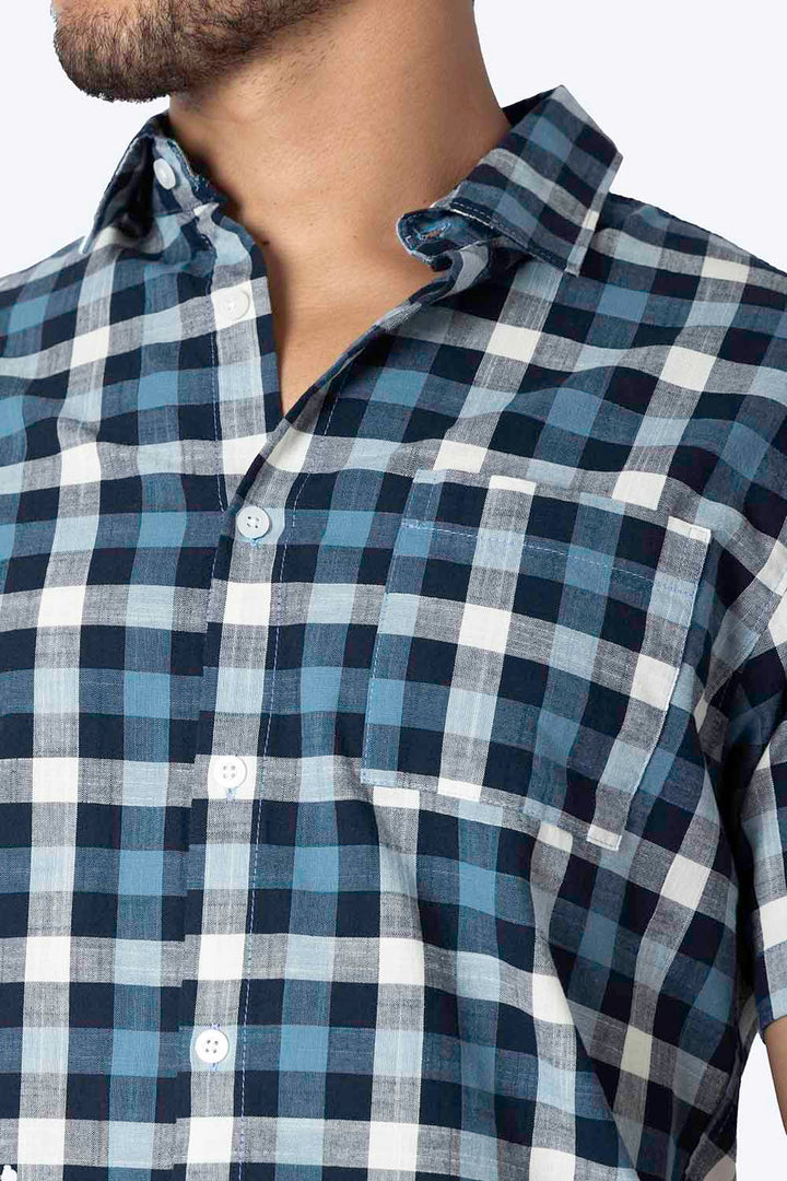 Camisa a cuadros azul con blanco - Hang Ten