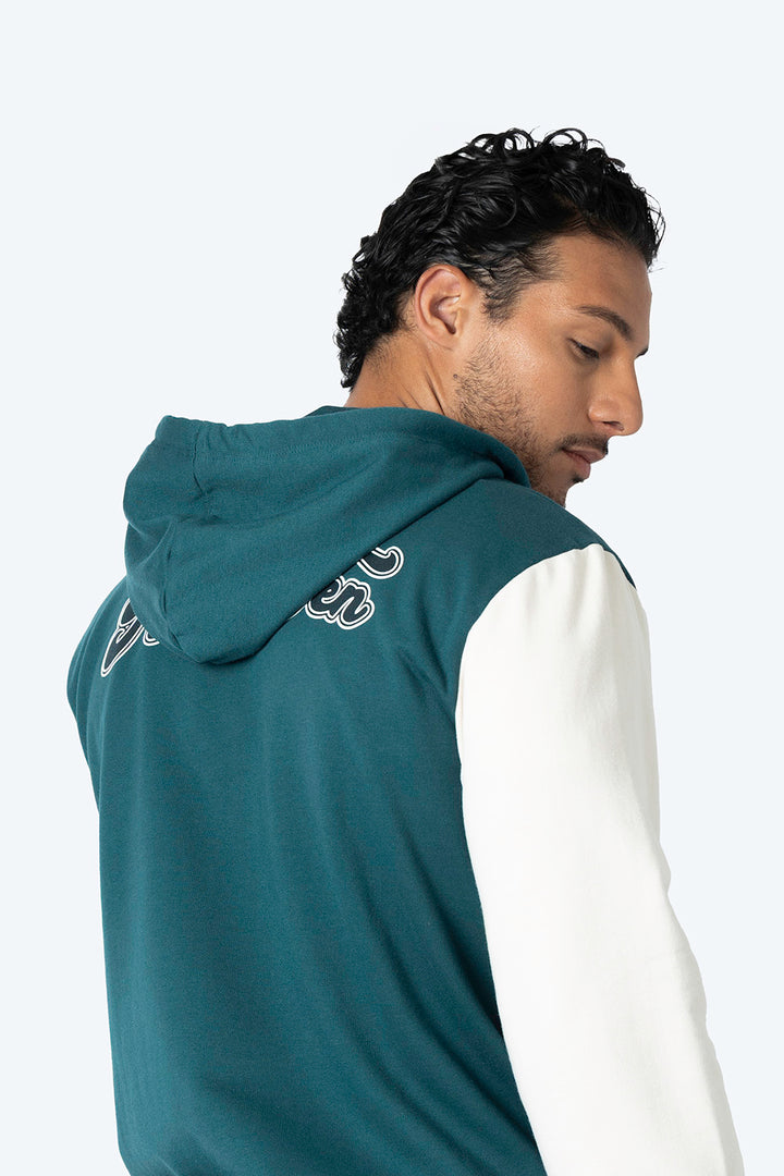 Sudadera abierta verde con beige  - Hang Ten 