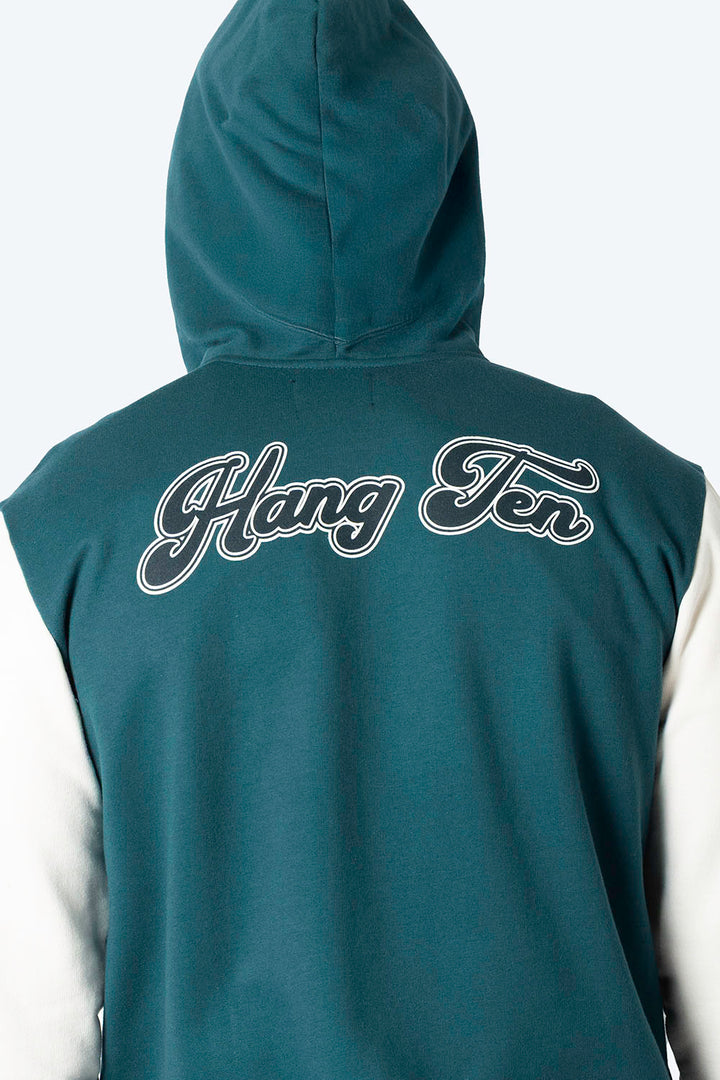 Sudadera abierta verde con beige  - Hang Ten vvvv