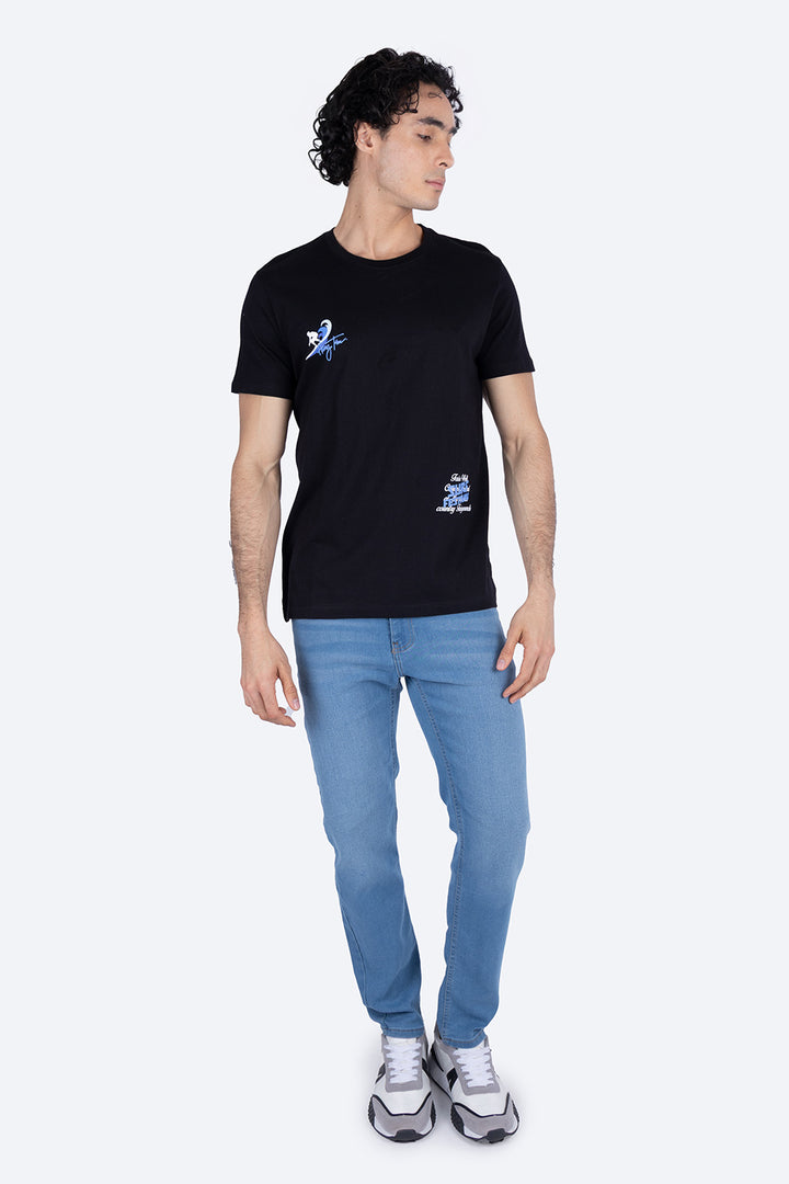 Playera negra manga corta estampado - Hang Ten 