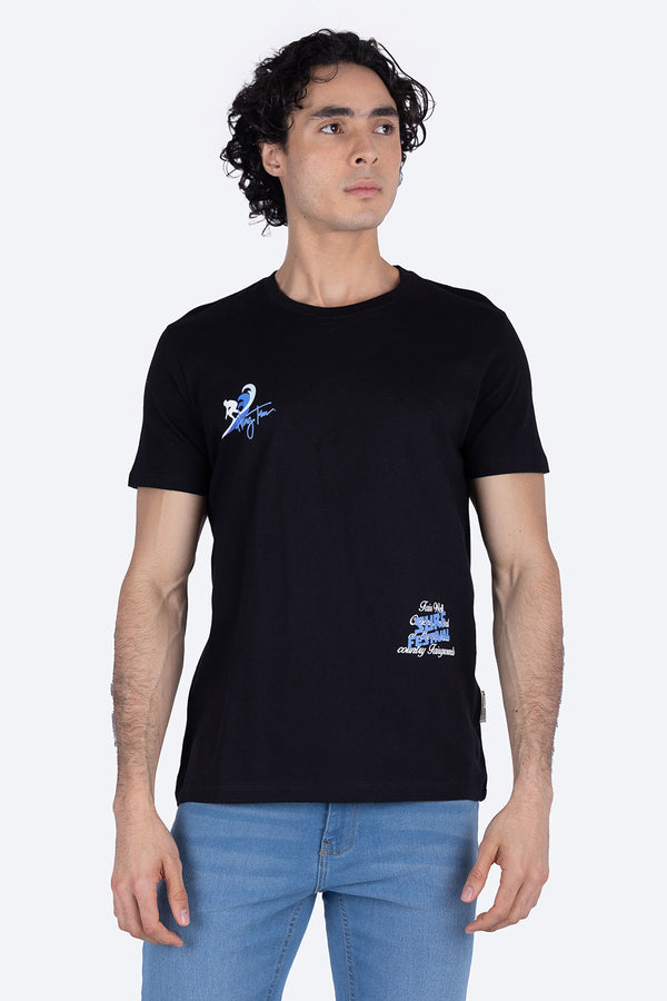 Playera negra manga corta estampado - Hang Ten 