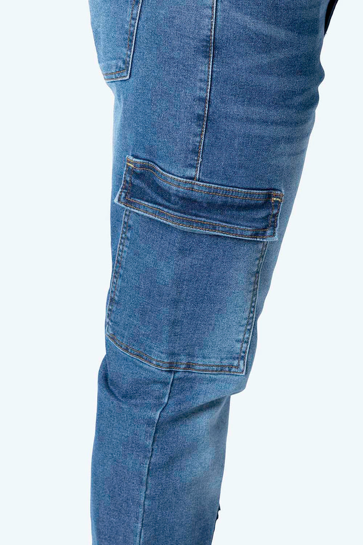 Jeans straight azul bolsas tipo cargo - Hang Ten