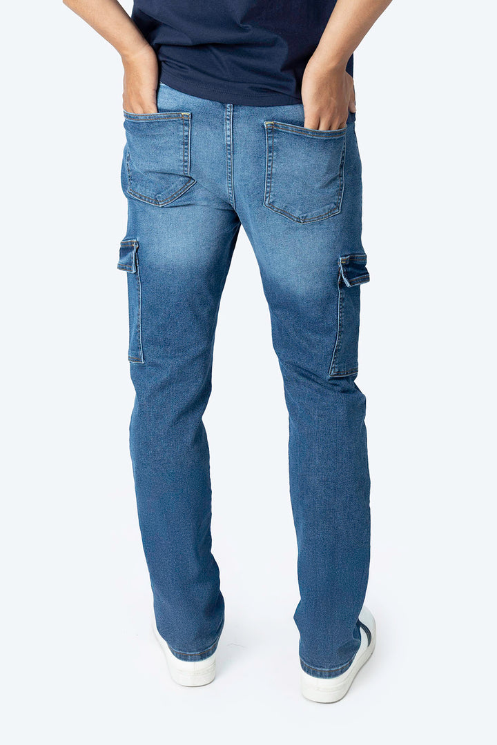 Jeans straight azul bolsas tipo cargo - Hang Ten