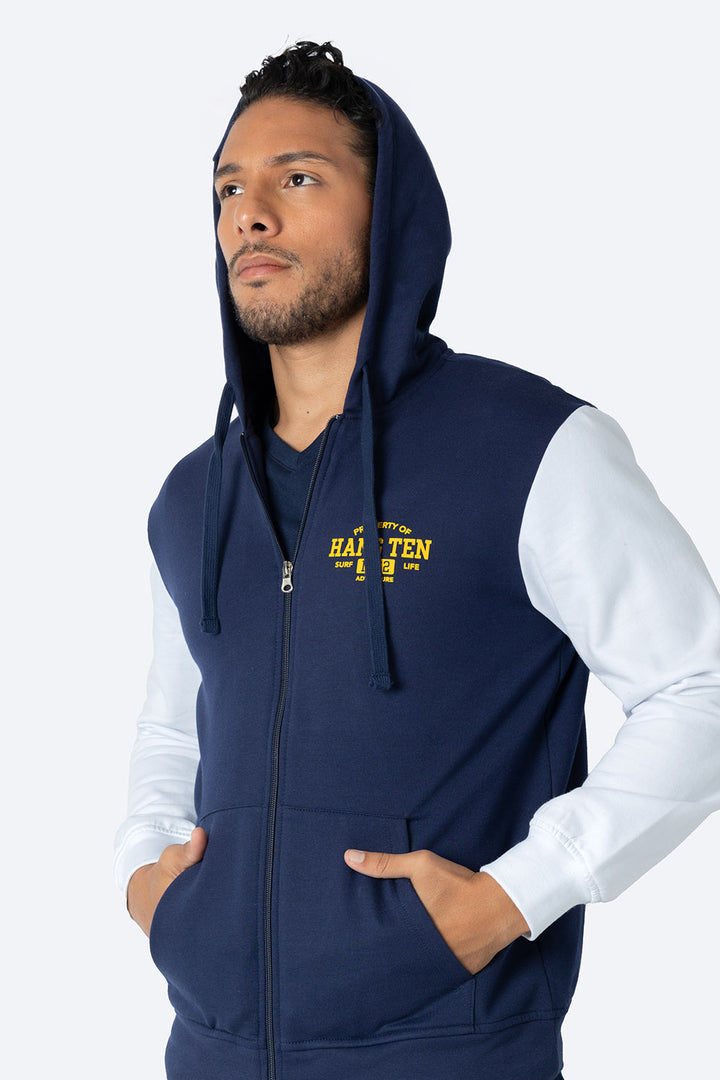 Sudadera abierta azul con blanco  - Hang Ten 