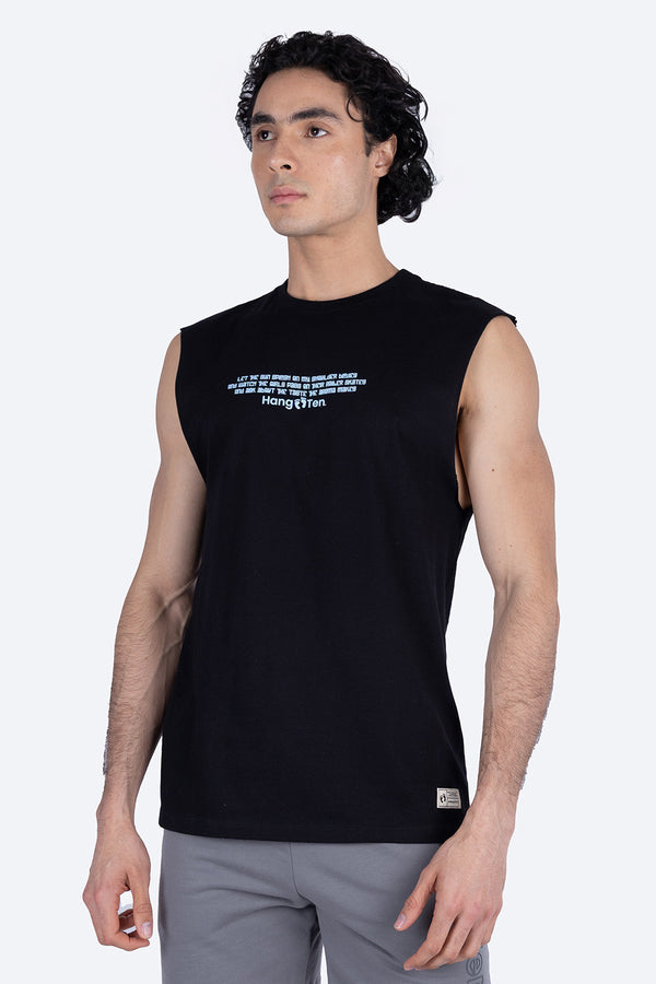 Tank top relaxed fit negra estampado azul - Hang Ten
