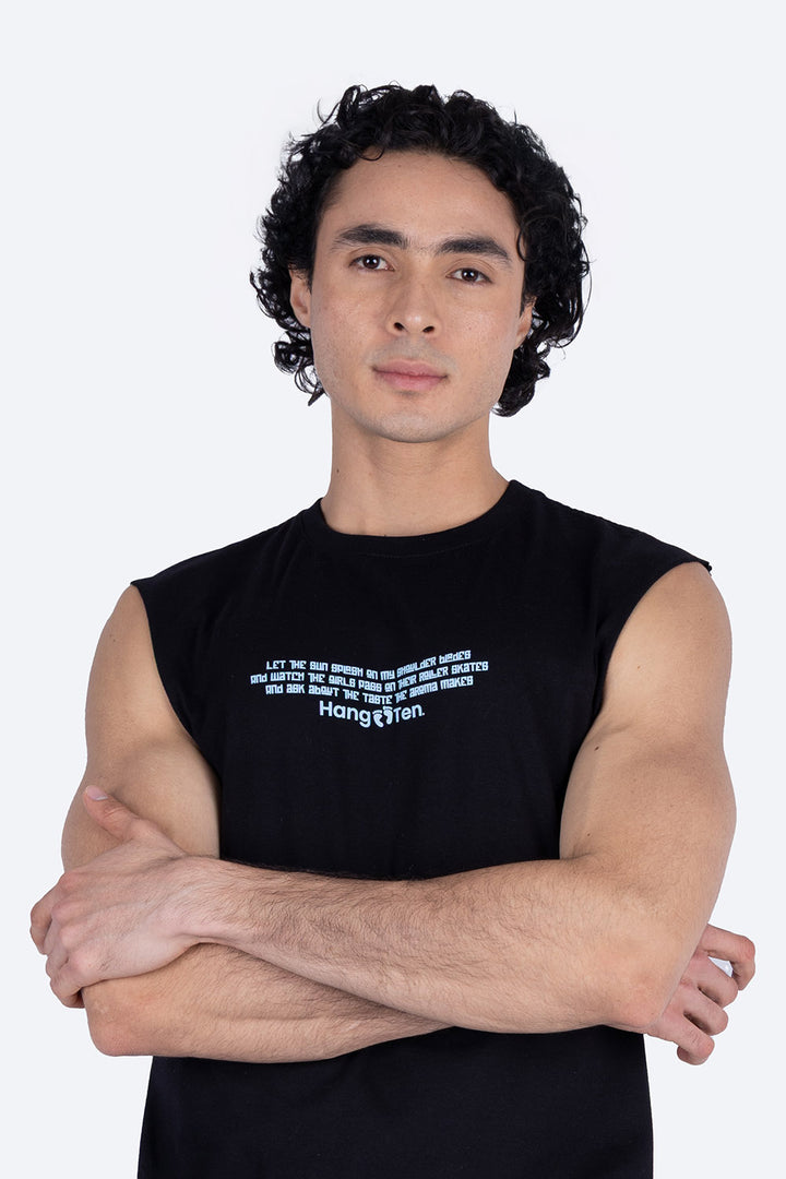 Tank top relaxed fit negra estampado azul - Hang Ten