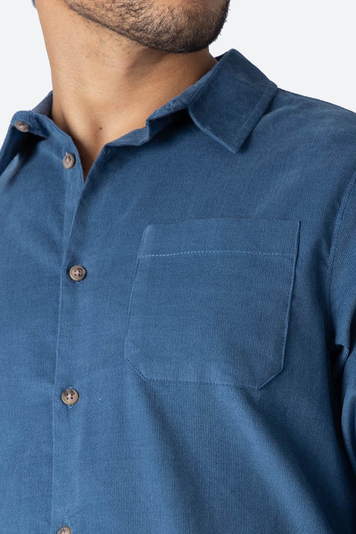 Camisa azul manga larga de pana - Hang Ten