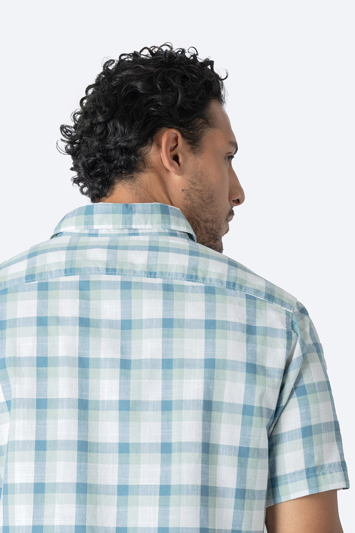 Camisa a cuadros azul con verde - Hang Ten