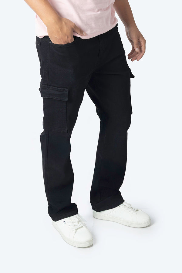 Jeans straight negro bolsas tipo cargo - Hang Ten