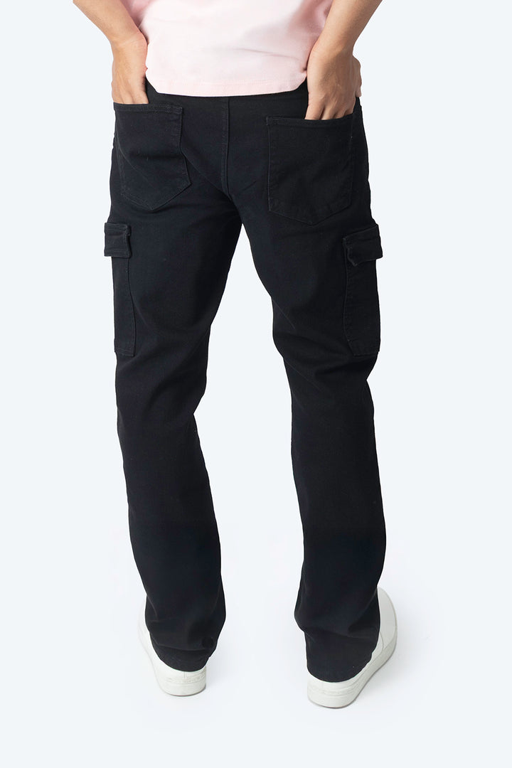 Jeans straight negro bolsas tipo cargo - Hang Ten