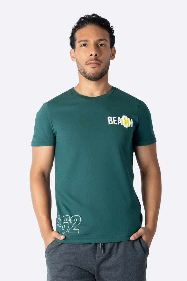 Playera verde estampado en espalda - Hang Ten 