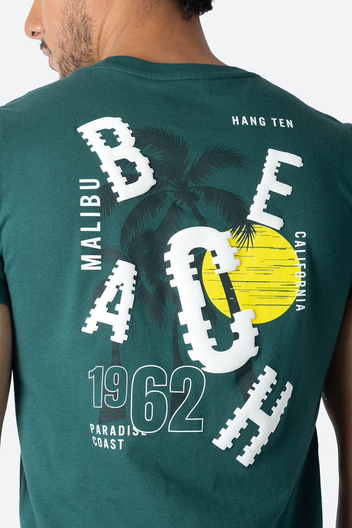 Playera verde estampado en espalda - Hang Ten 