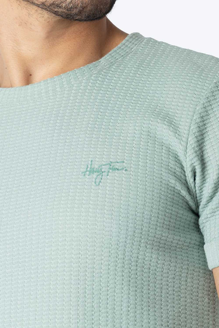 Playera verde con textura cuello redondo - Hang Ten 
