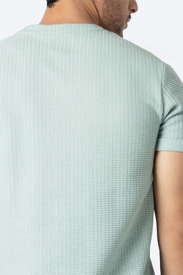 Playera verde con textura cuello redondo - Hang Ten 