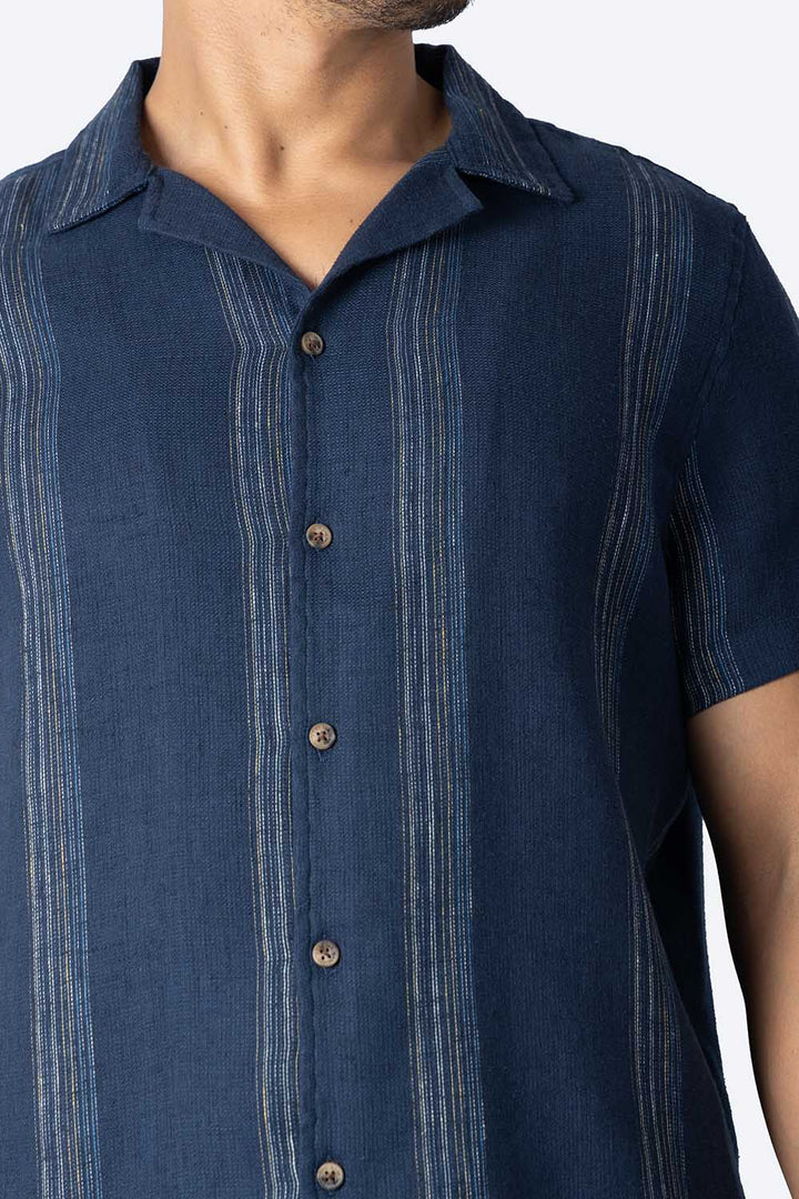 Camisa azul marino con textura - Hang Ten