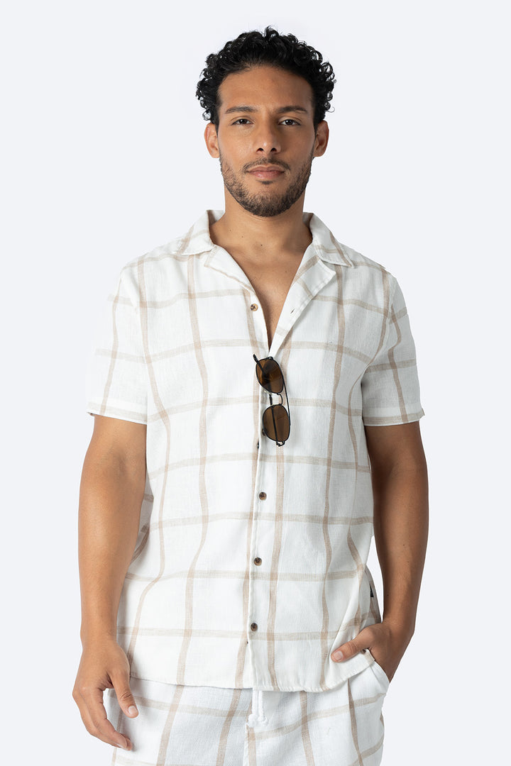 Camisa beige con textura - Hang Ten