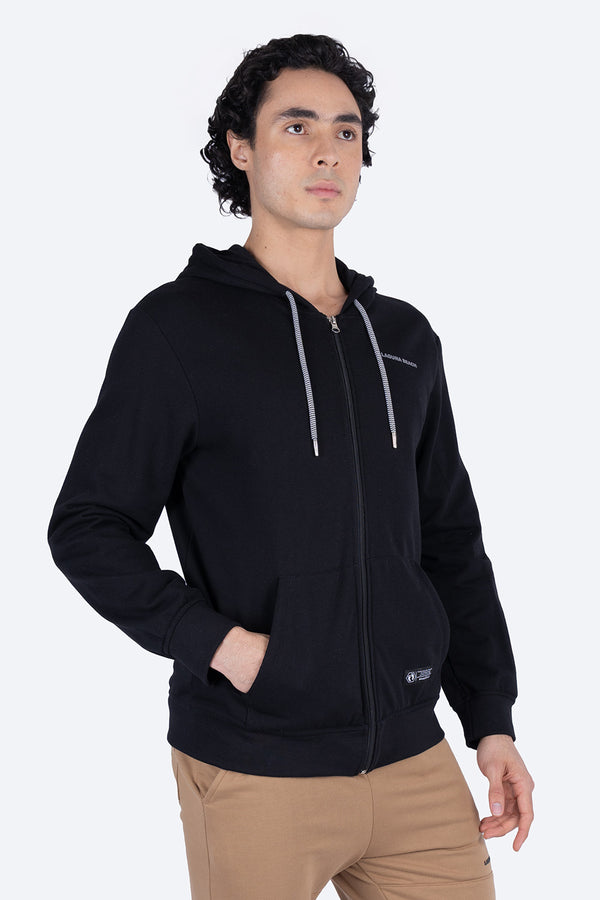 Sudadera negra con cierre y capucha - Hang Ten 