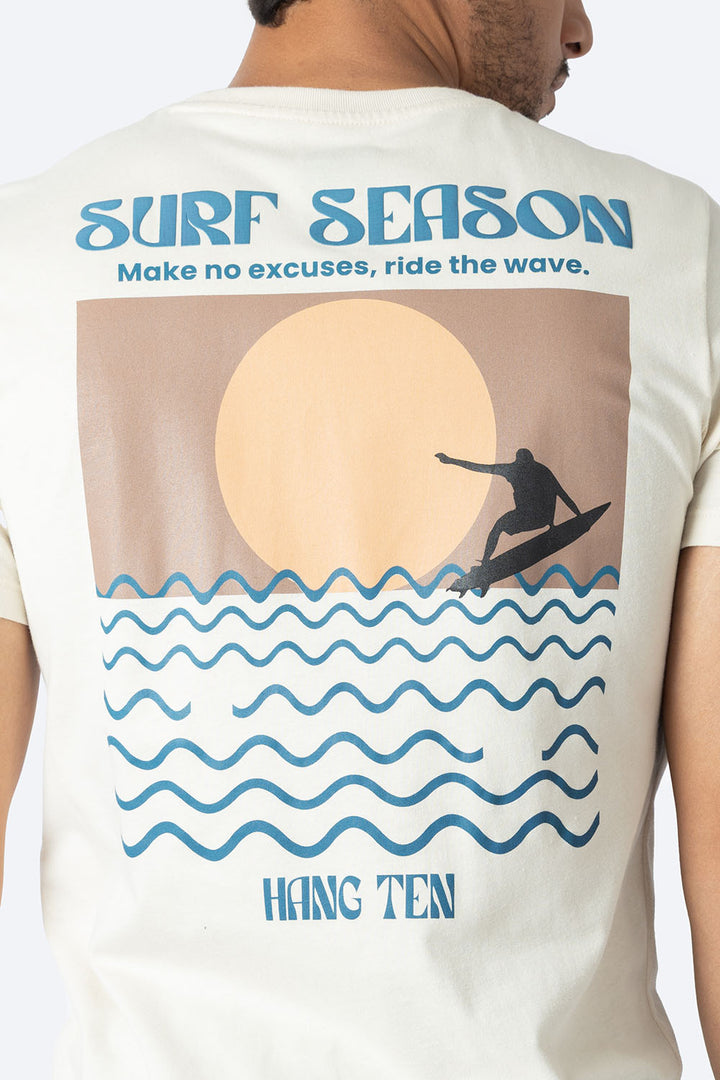 Playera beige estampado en espalda - Hang Ten 