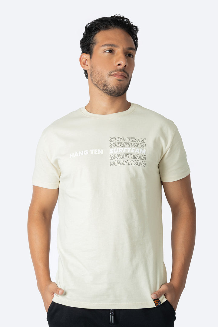 Playera beige con estampado SURFTEAM - Hang Ten 