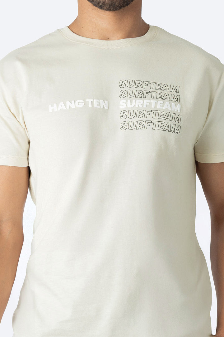 Playera beige con estampado SURFTEAM - Hang Ten 