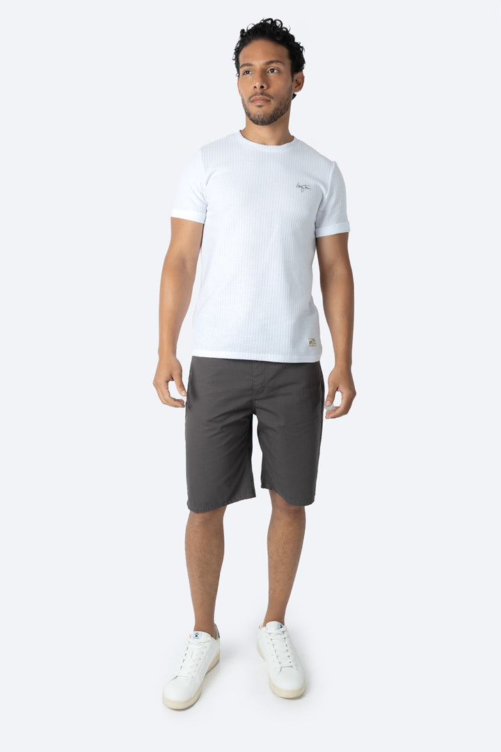 Playera blanca con textura cuello redondo - Hang Ten 