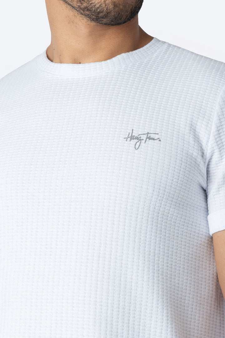 Playera blanca con textura cuello redondo - Hang Ten 