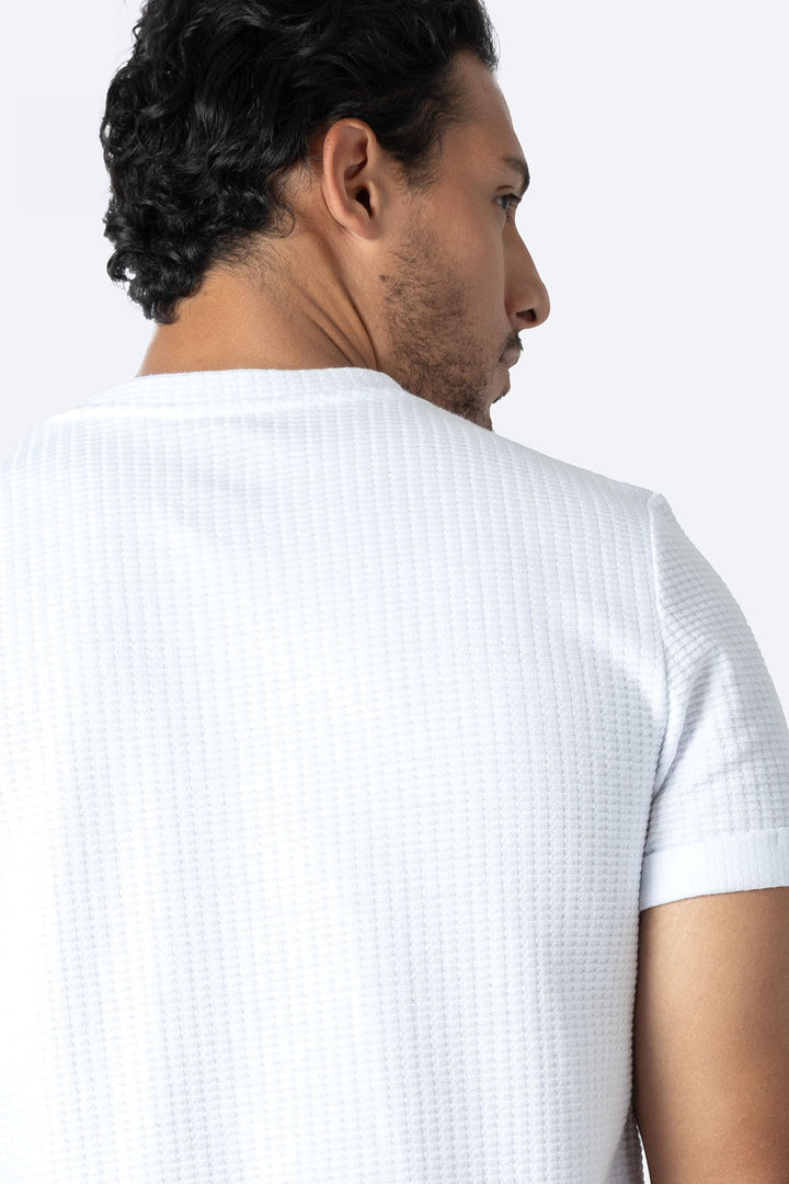 Playera blanca con textura cuello redondo - Hang Ten 
