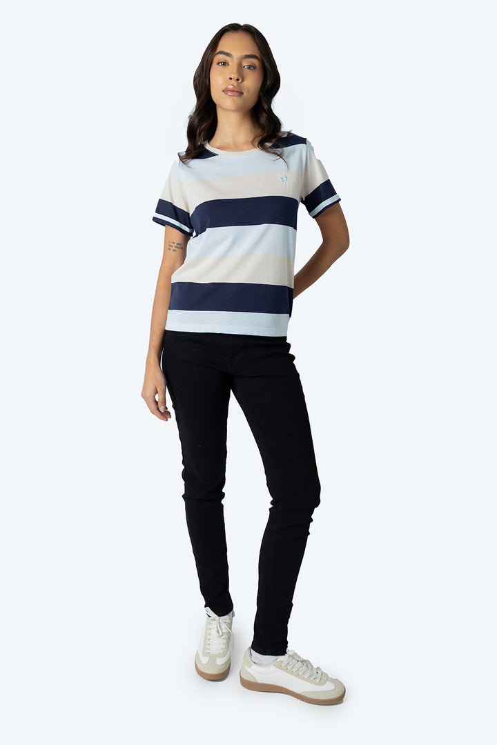 Playera de rayas azul con beige - Hang Ten