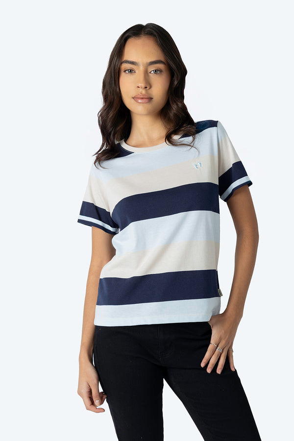 Playera de rayas azul con beige - Hang Ten