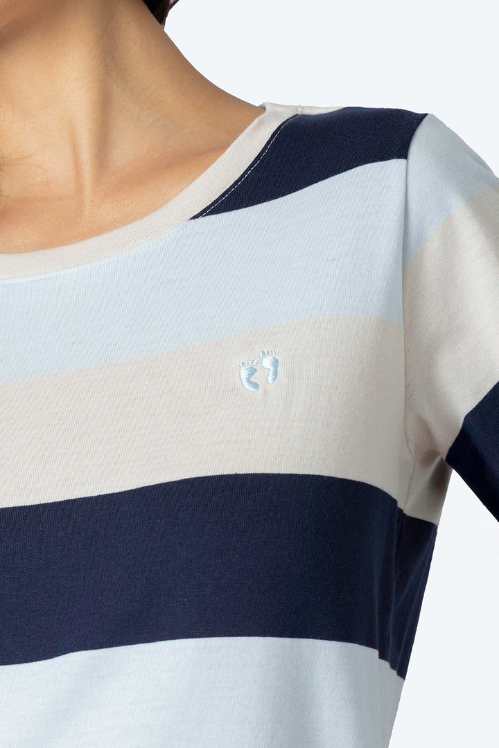 Playera de rayas azul con beige - Hang Ten