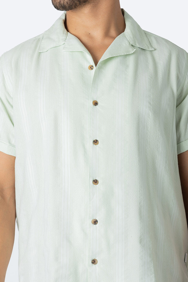 Camisa verde claro con textura - Hang Ten