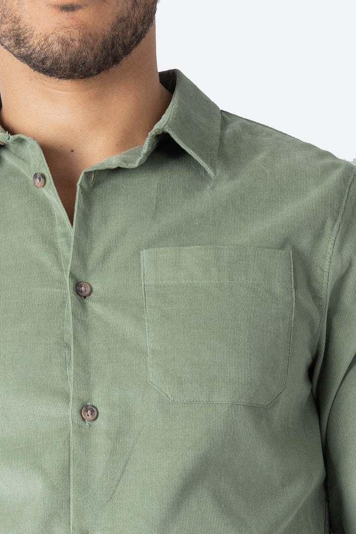 Camisa verde manga larga de pana - Hang Ten