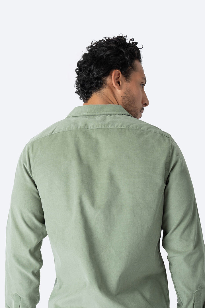 Camisa verde manga larga de pana - Hang Ten