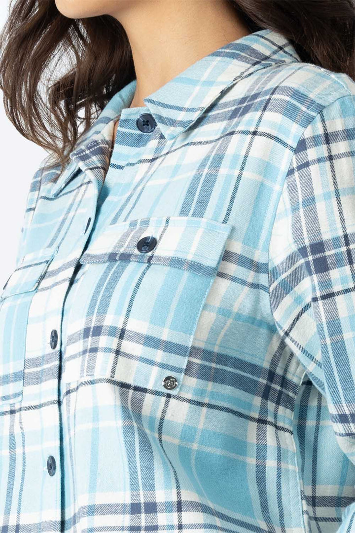 Blusa a cuadros azul con blanco - Hang Ten